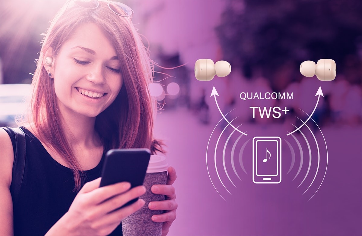 左右独立通信テクノロジー Qualcomm TrueWireless™ Stereo Plusイメージ画像