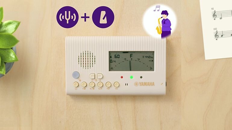 リズムを練習しながらピッチを確認ができる、チューナーメトロノームモードを搭載
