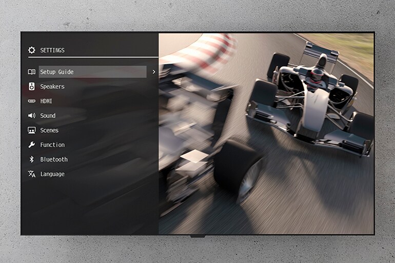 テレビ画面に表示されたRX300Aセッティングメニュー画像