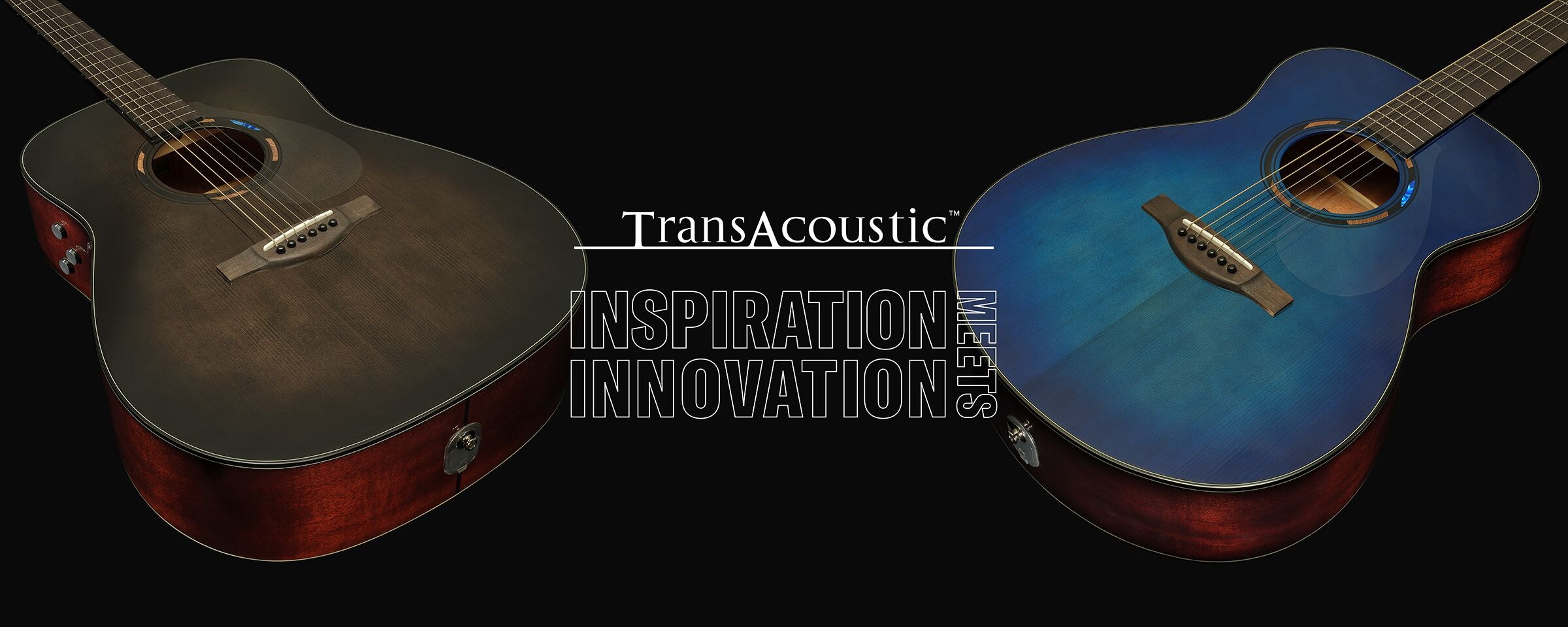 黒い背景の左側にTAG1E、右側にTAS1Eが配置されている。 中央にはタグラインの"INSPIRATION MEETS INNOVATION"