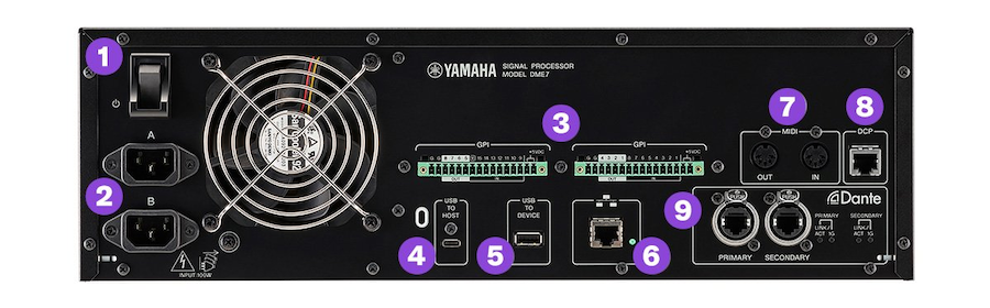 Yamaha Signal Processor DME7: rear