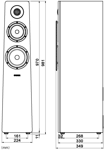 ヤマハ | NS-F500 - スピーカーシステム - 本体寸法図