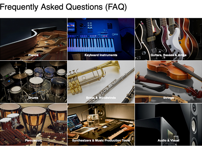 ヤマハサイトのFAQ画面