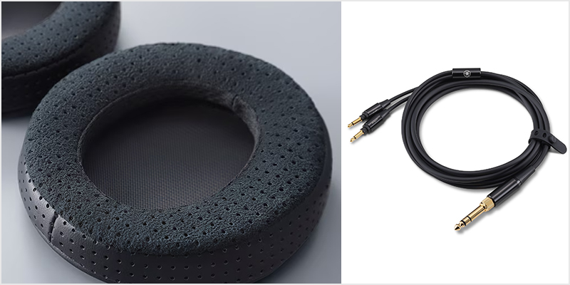 イヤーパッドと付属のケーブルの写真