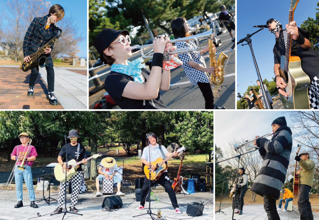 野外演奏中の写真