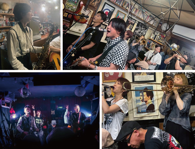 ライブハウスでの演奏中写真